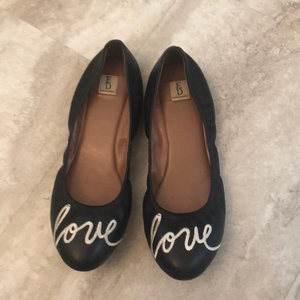Ellen degenerated love flats black leather 9.5
